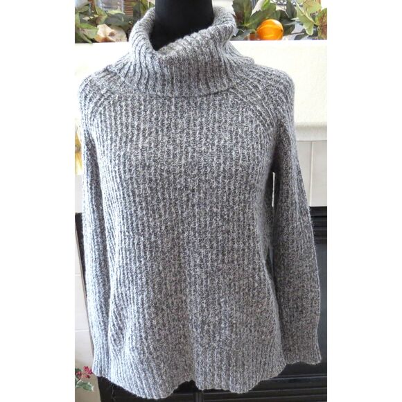 Express women's Hi-lo Hem Mohair/Wool Blend Turtleneck Sweater Gray S EUC - Picture 1 of 9